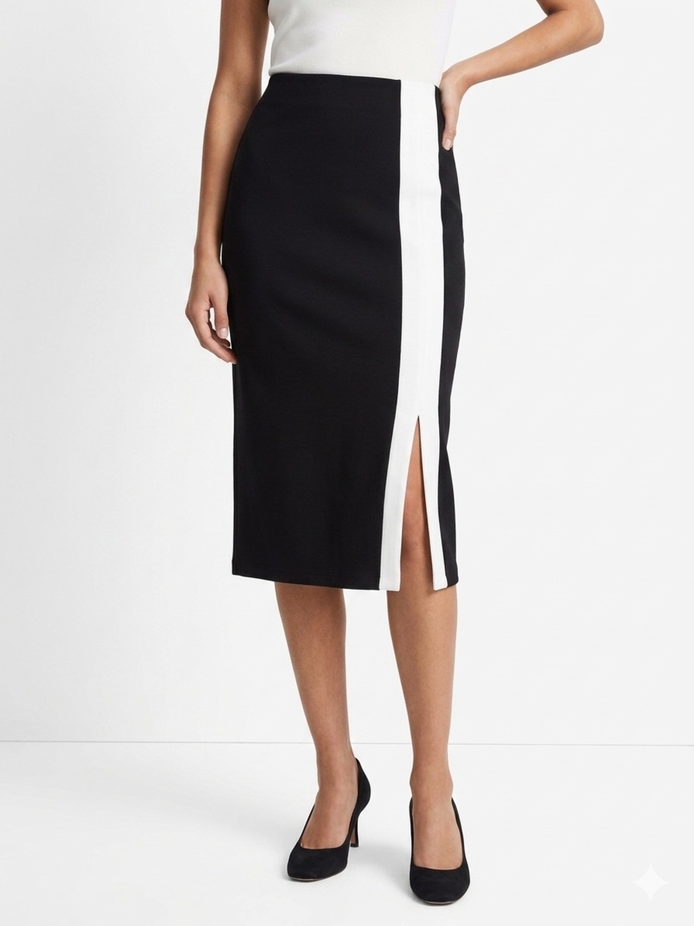 Maeve Anthropologie Colorblock Midi Pencil Skirt XS Black White Office Siren